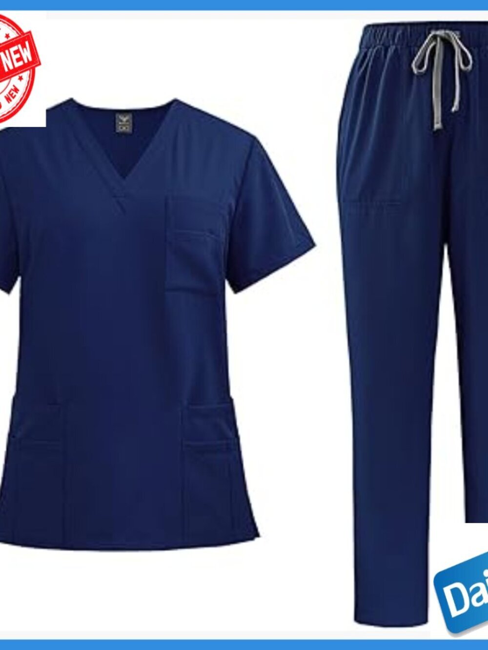 V-Neck Scrub Set Top & Pants 9 Pockets Medical Uniform Comfort Fit